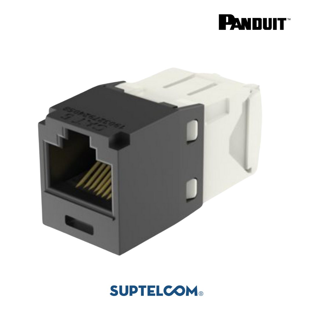 CJ6X88TGBL ModuloConector Jack de Red RJ45 en Categoria 6A o Cat6A, UTP, tipo Mini-Com, Terminacion TG, color Negro o Black en Panduit Pannet 1