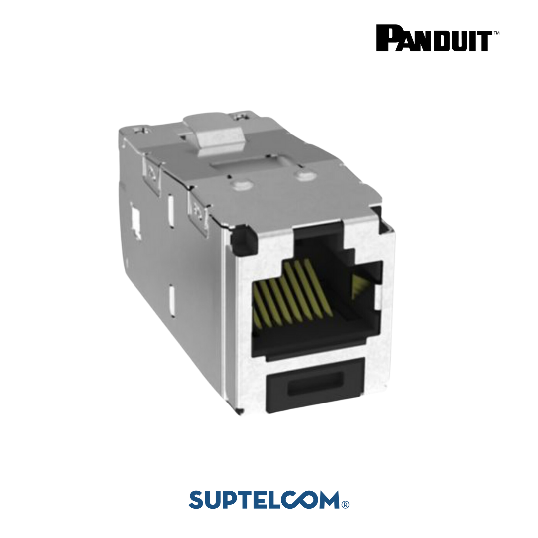 CJS6X88TGY Conector Jack de Red RJ45 en Categoria 6A o Cat6A, FUPT, tipo Mini-Com, Blindado (Shielded), Terminacion TG, color Negro o Metalico en Panduit Pannet